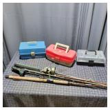 T4 - Fishing Tackle Boxes and Rods with Collection