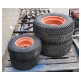 Yd - Kubota B7100 Turf Tires on Orange S Set of 4