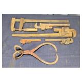 T2 - Pipe Wrenches, Bar Clamp, and Ice T Assortmen