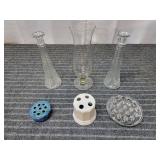 I2 - Glass Vases and Flower Frogs Assort Collectio