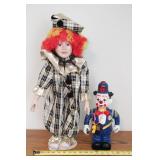 Porcelain Clown Doll & Plastic Cop Clown