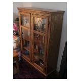 Glass Door, Oak Cabinet w/ Contents