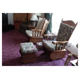 Wood Glider w/Floral Pattern Cusions