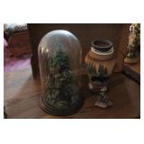 Small Vase & Figurine in Glass Dome, Bears on Amet