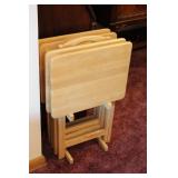 4 Wood TV Trays on Stand