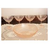 B/L 5 Pc Pink Depression Glass