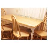 white painted table w/ maple top & 4 maple chairs