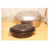 Cast aluminum roaser & small enamel roaser