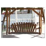 Rustic pine bench swing