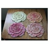 Set of 4 ceramic roses / wall hangings