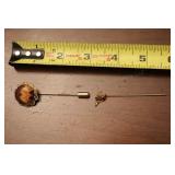 Wishbone Motif Hat Pin & Wood Stick Pin