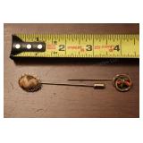 Gold & Coral ? Hat Pin & Wood Stick Pin