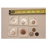 8 Coins: 1875 Indian Head Penny,