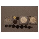 6 Foreign Coins & 1 Bracelet Made