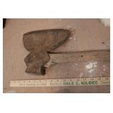 Hewing axe and rabbit hide
