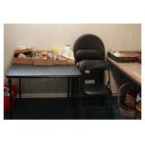 Black Card table, 2 regular chairs, 2 rounded