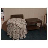 2 round tables, 2 TV trays & 1 end table