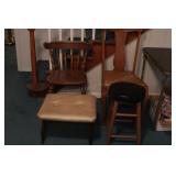 2 chairs, 1 stool, 1 foot stool