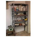 Metal shelf w/ hardware items
