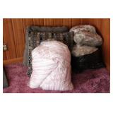 Two Comforters & Group of Throw Pillows