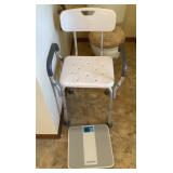 Digital bathroom scale and shower chair