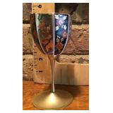 Porcelain and brass wine glass