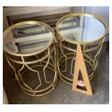 Pair of glass top end tables