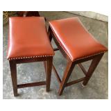 Pair of leather top stools