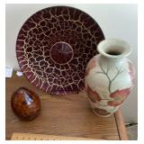 Home decor 15" plate, vase, glass votive candle