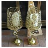 Pair of metal candle lamps