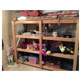Contents on wood shelves
