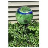 Glass gazing ball with stand