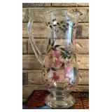 Painted glass water pitcher