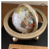 Gemstone tabletop globe in solid brass frame