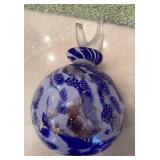 Blue swirl glass perfume bottle