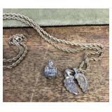 Sterling pendants with costume jewelry chain