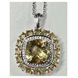 Sterling silver lemon quartz necklace
