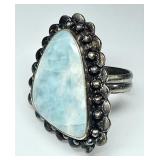 Sterling silver larimar ring