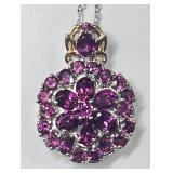 Sterling silver rhodolite necklace