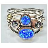 Sterling silver opal and gemstone ring