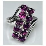 Sterling silver rhodolite ring