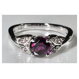 Sterling silver rhodolite ring