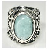Heavy sterling silver larimar ring