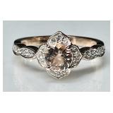 Rose gold over sterling morganite ring