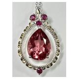 Sterling silver pink tourmaline necklace