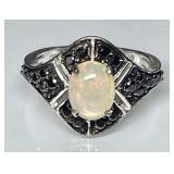 Sterling silver opal ring