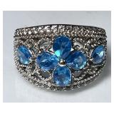 Sterling silver blue topaz ring