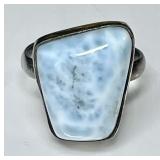 Sterling silver larimar ring