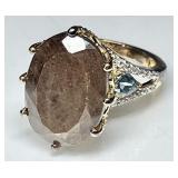 Gold over sterling chocolate sapphire ring