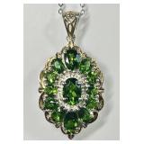 Sterling silver chrome diopside necklace